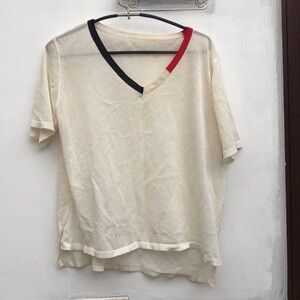 White V-Neck Top with colour detail